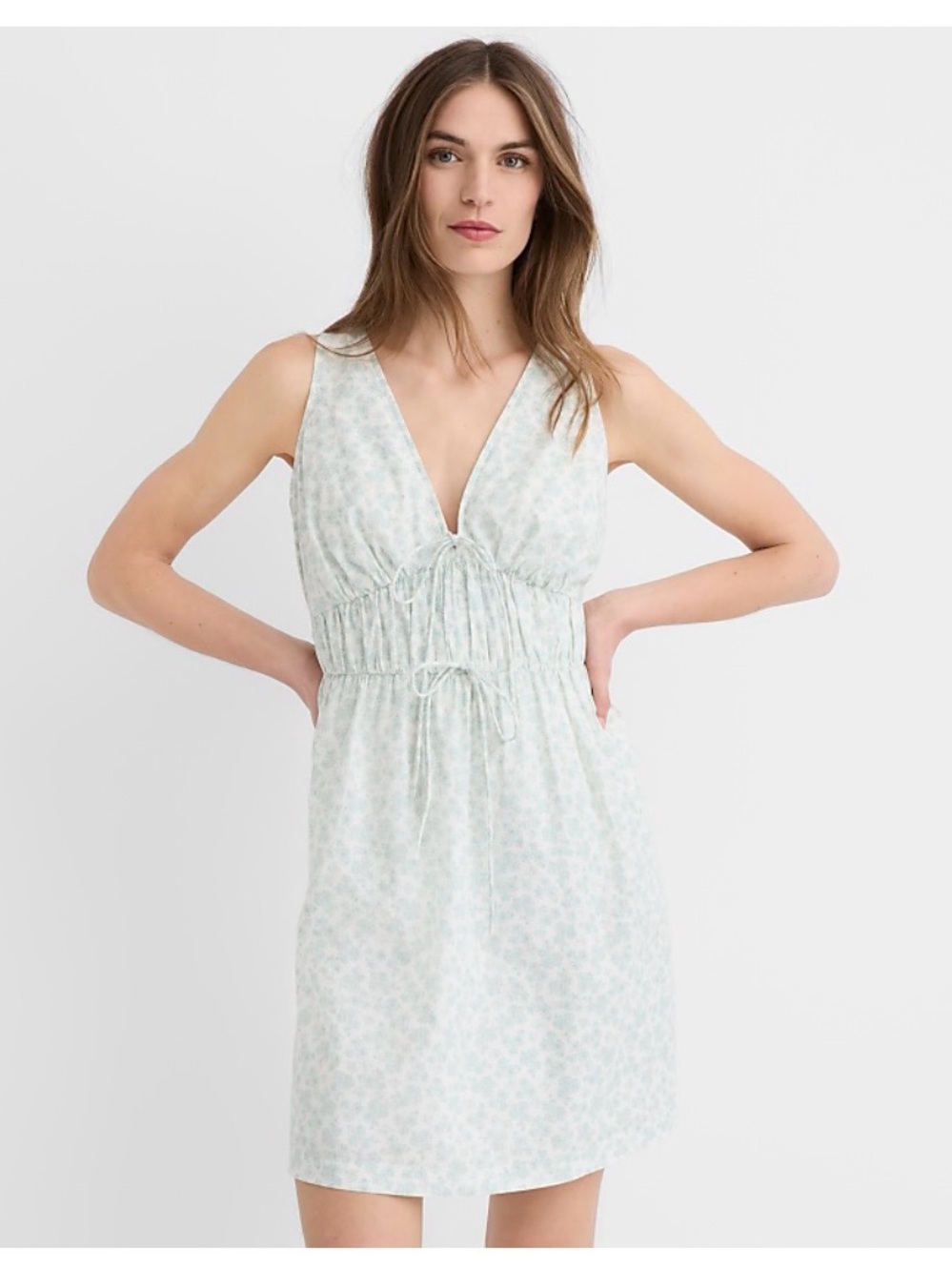 LOFT light blue Floral V-Neck Sleeveless Mini Dress
